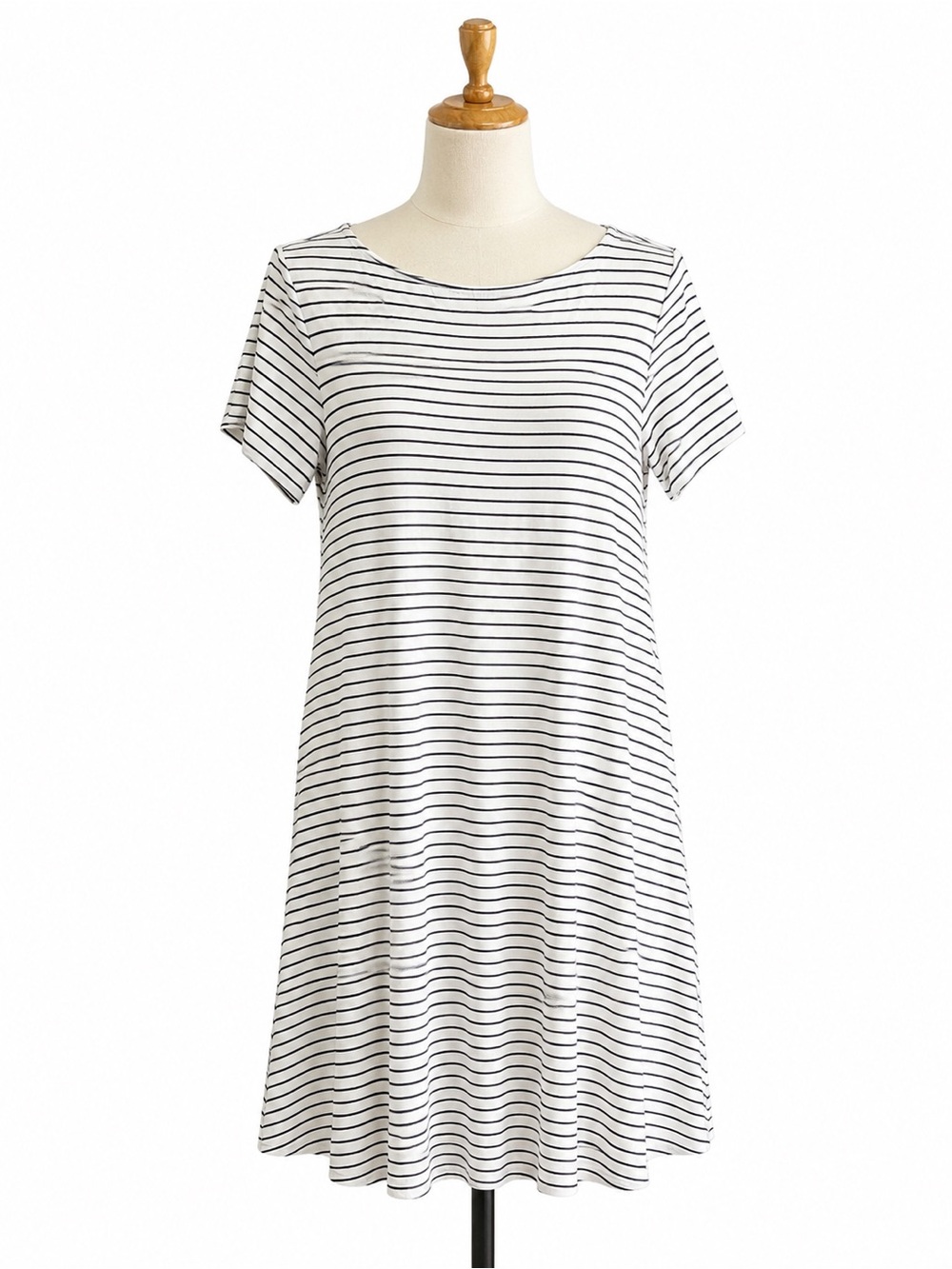 Old Navy White and Black Striped Short-Sleeve Swing Coverup